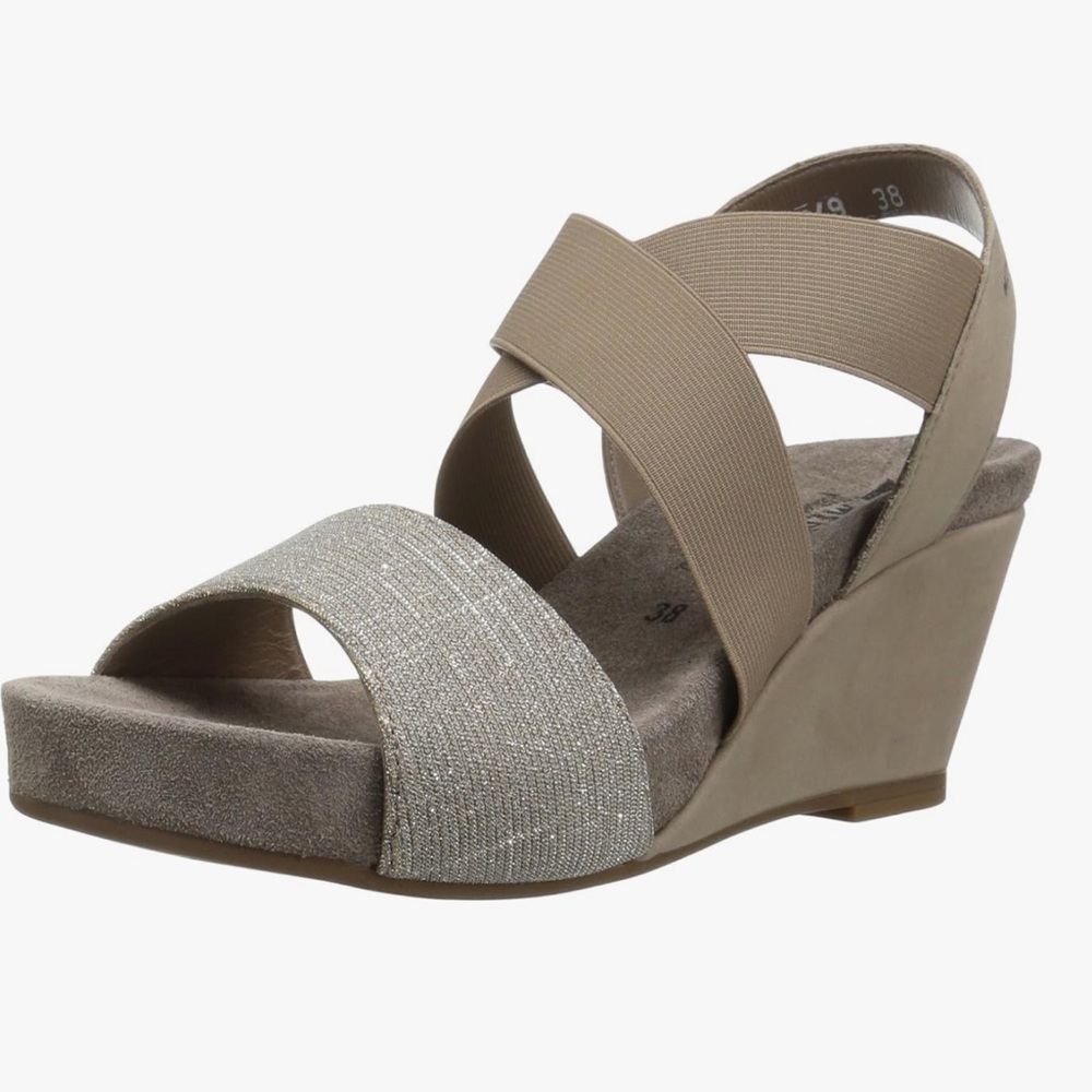 Mephisto Barbara Wedge Sandal in Argentina ( taupe and silver) SZ 40 US 10